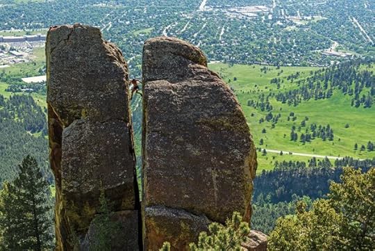 Scrambling in teh flatirons, one of Antons favorite activities, combining running and free soling climbing easier 5th class terrrain. Boulder, CO