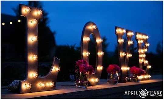 Love spelled in christmas lights: 