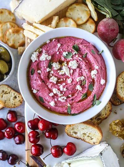 late spring cheese board with beet whipped feta I howsweeteats.com 