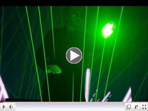 Jean-Michel Jarre performs on the laser harp live in concert.