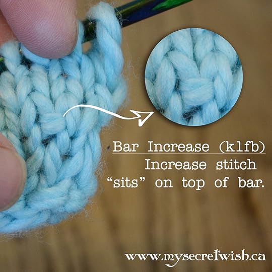 Left-leaning bar increase detail. This was made from the knit side of the fabric.