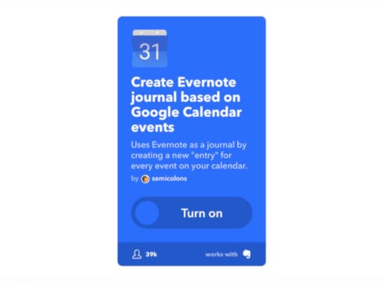 IFTTT Applet for Creating an Evernote Journal from Google Calendar Events