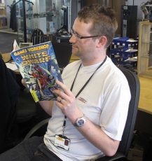 Andy Hall reading White Dwarf