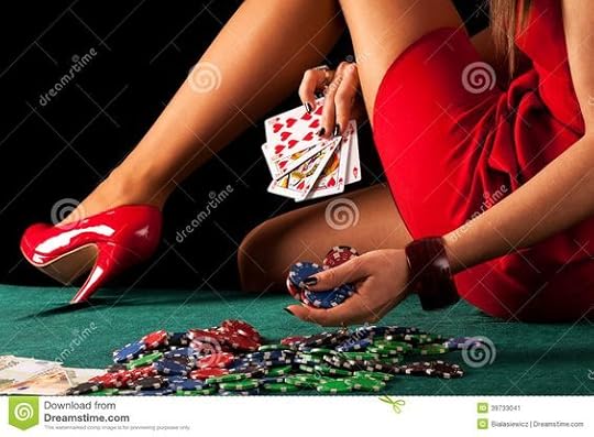 sexy woman playing poker: 