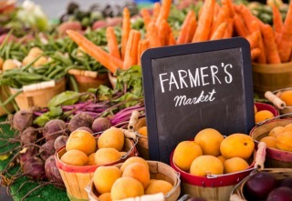 Fresh organic produce on sale at the local farmers market.