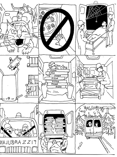 Roughs for American Bystander illustration 