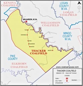 Map of some coal camps at the WV-KY border along the Tug River