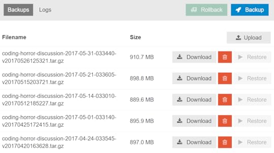 Discourse database backup download