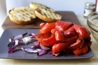 peppers, mostly peeled