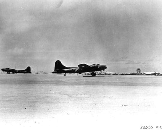 B-17E bombers taking off from Midway Atoll, 3-4 Jun 1942 (US Air Force photo)