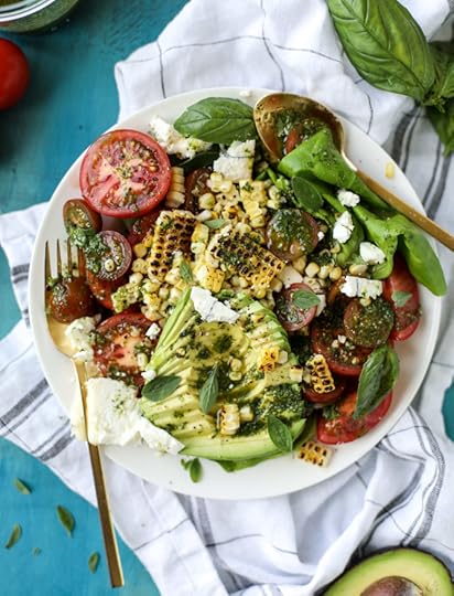 grilled corn, tomato & avocado salad with chimichurri I howsweeteats.com
