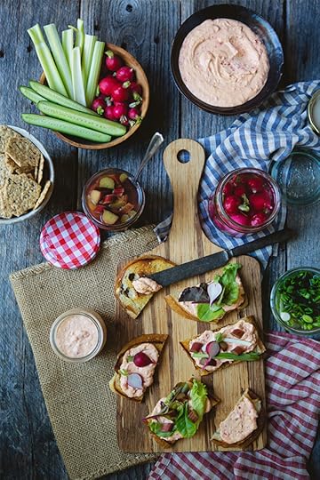 Pimento Cheese with Pickled Green Garlic, Radishes, and Rhubarb recipe | FoodforMyFamily.com