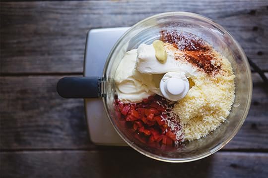 Pimento Cheese with Pickled Green Garlic, Radishes, and Rhubarb recipe | FoodforMyFamily.com