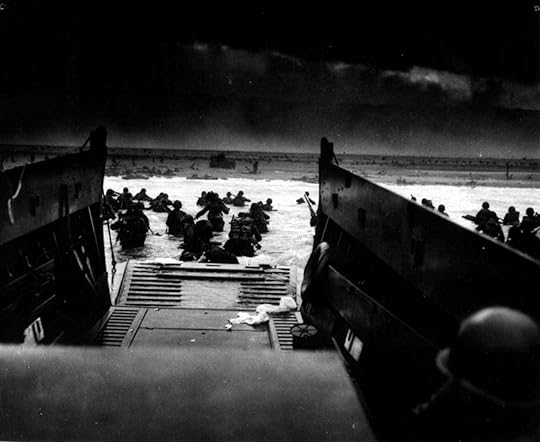 US troops approach Omaha Beach in an LCVP landing craft, Normandy, 6 Jun 1944 (US National Archives)