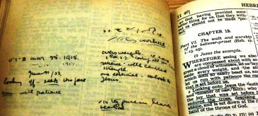 Biddy Chambers' Bible, Scofield Reference Bible, Mrs. Oswald Chambers, Bible notes, Bible commentary notes, writing in your Bible