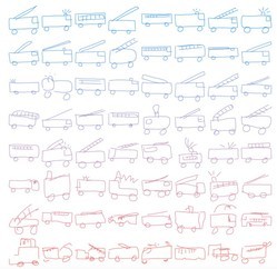 SketchRNN's AI sketches of firetrucks