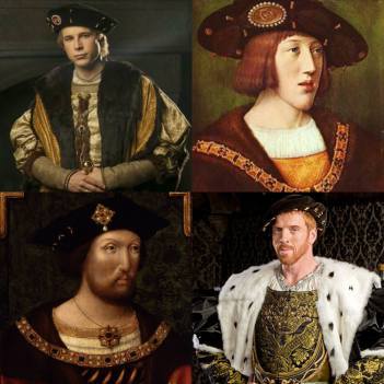 Charles V and Henry VIII WH and CRE and historical portraits collage