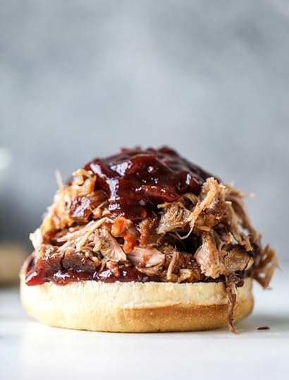 pulled pork sandwiches with cherry chipotle BBQ sauce I howsweeteats.com 