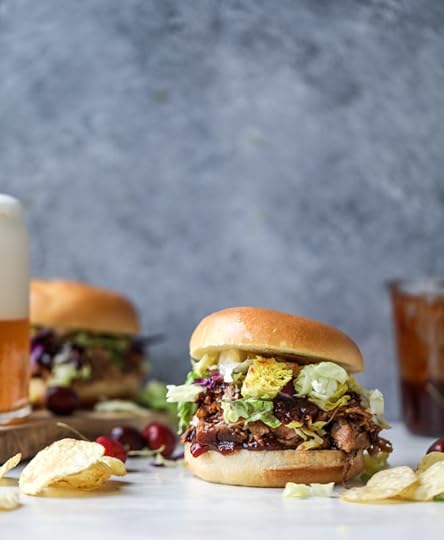 pulled pork sandwiches with cherry chipotle BBQ sauce I howsweeteats.com