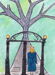 One woman before an intersection.