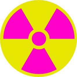 The international symbol for radiation, which is also known as the trefoil.