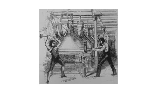 Luddites destroying looms in the 1800s to protest the Industrial Revolution