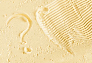 Butter. Traces of a knife. Question mark