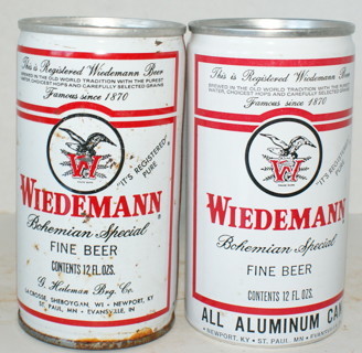 2 Vintage Beer Cans - Wiedemann Beer