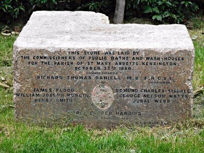 Old foundation stone near Kensington Leisure Centre