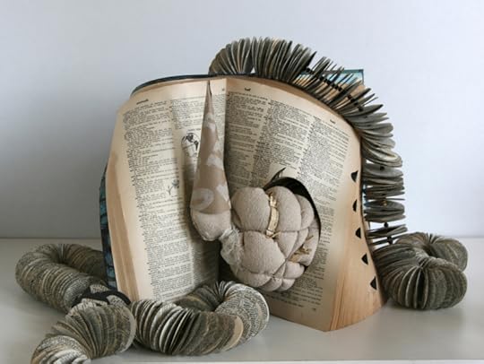 Andrea Singer ENOUGH NEVER 2011 Altered book with sewn figure