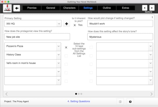Outlining Your Novel Workbook Computer Program Settings