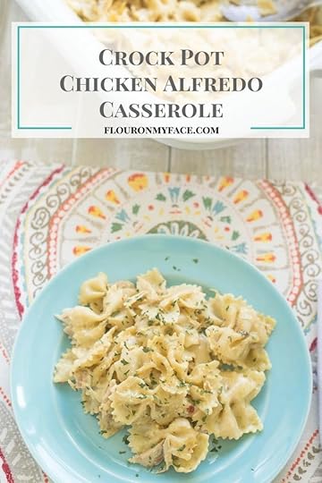Crock Pot Chicken Alfredo Casserole recipe via flouronmyface.com