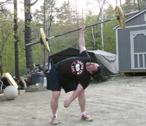 James Fuller doing a classic physical culture lift, the bent press