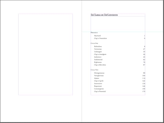 Schrödinger's City unpublished limited edition hardcover table of contents