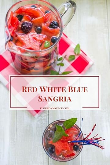 This Red WHite Blue Sangria recipe is the perfect patriotic 4th of July cocktail you can serve the adults at your summer barbecue. via flouronmyface.com