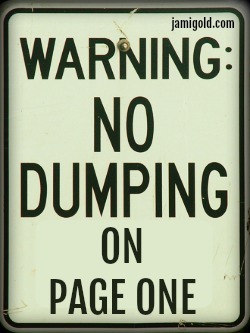 No dumping sign with text: Warning: No Dumping on Page One