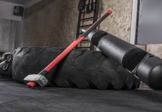 Different crossfit equipment used for crossfit training at fitness club