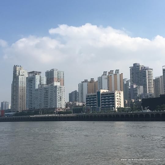 Wenzhou skyline from Ou River in Wenzhou, China