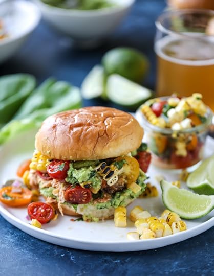 pulled chicken guacamole sliders with grilled corn pico I howsweeteats.com