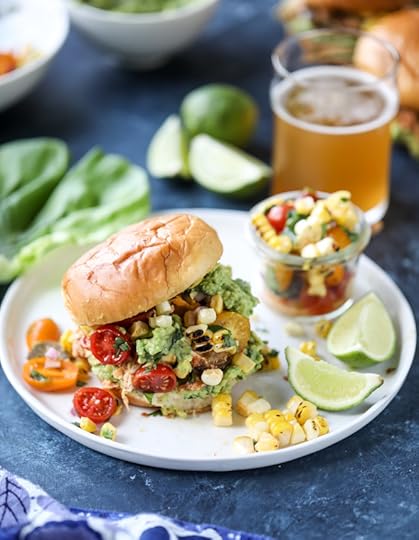 pulled chicken guacamole sliders with grilled corn pico I howsweeteats.com