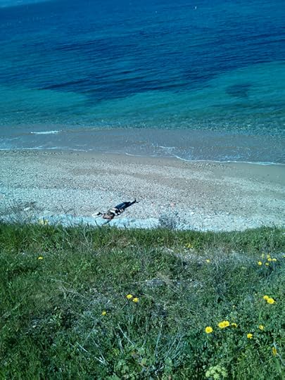 Kristi on beach island of porquerolles