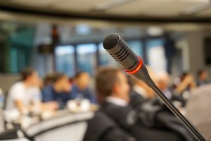 Speaker making presentation