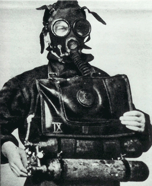 Italian frogman of X MAS, WWII (public domain via Wikipedia)