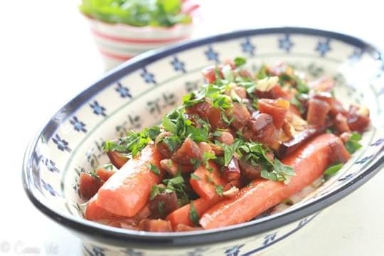 Carrots with Apricots, Hazelnuts, and Creme Fraiche