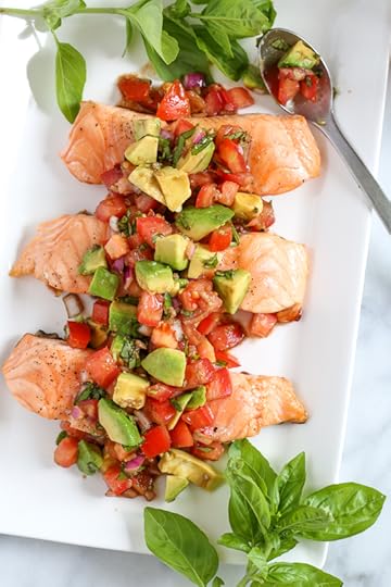 Grilled Salmon with Avocado Bruschetta