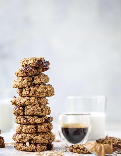 peanut butter and jelly breakfast cookies I howsweeteats.com