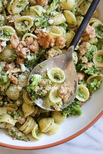 Orecchiette Pasta with Chicken Sausage and Broccoli is one of my favorite weeknight pasta dishes, a real crowd-pleaser, and my husband even goes back for seconds. This is the only way I can get Madison to eat broccoli, I cook the pasta and broccoli at the same time all in the same pot, which creates a pesto-like broccoli sauce the kids can't pick out (trust me, it's so good!).