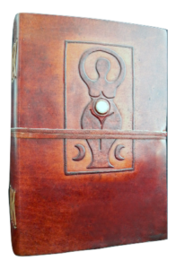 Mother Goddess with MOONSTONE -blank spell book Pagan Wicca Handmade Leather Book of Shadows