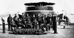 Officers on the upper deck of a Union monitor gunboat