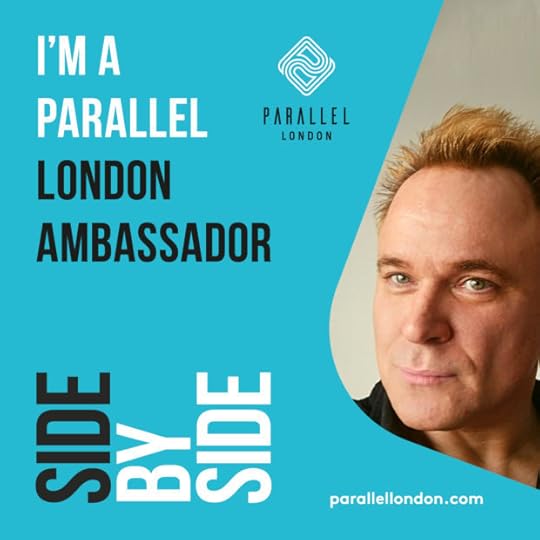 The banner for Parallel London, featuring Mik Scarlet who is acting as an ambassador for the event.
